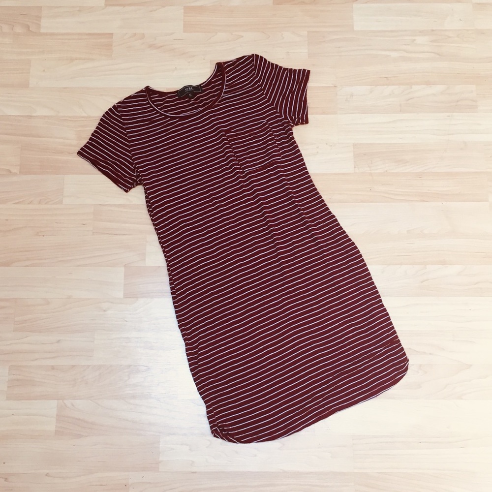 Body Con Striped Maroon Shirt Dress